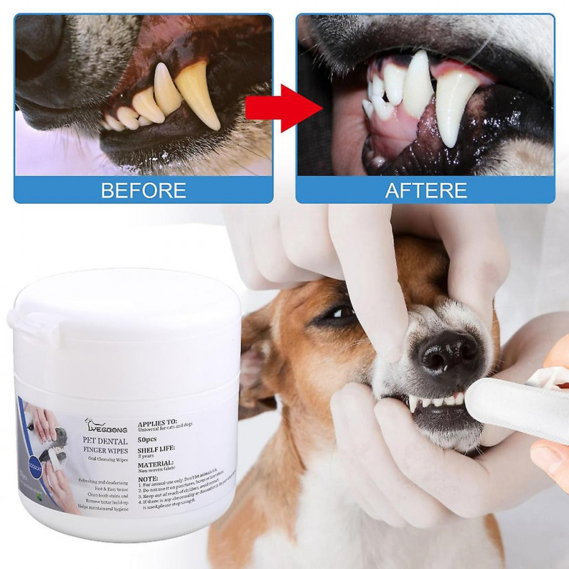 50pcs Dog Dental Wipes For Cat And Dog Optimize Oral For Health Reduce Plaque