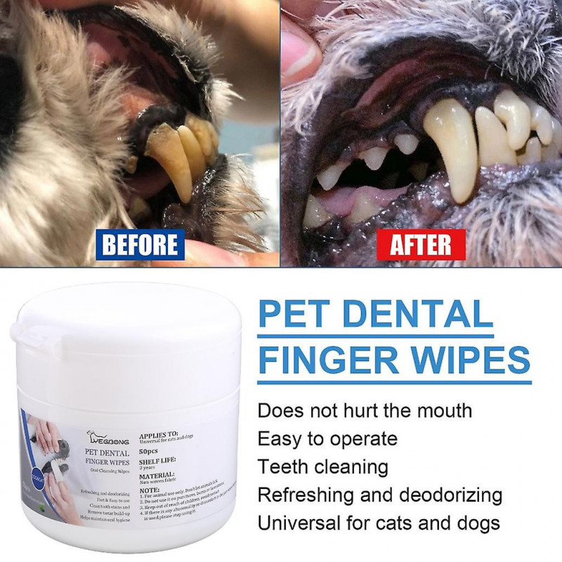 50pcs Dog Dental Wipes For Cat And Dog Optimize Oral For Health Reduce Plaque
