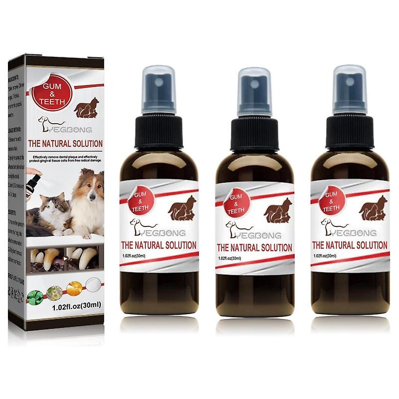 3pcs Pet Oral Spray Teeth Cleaning For Dogs & Cats Bad Breath Tartar Plaque Removal