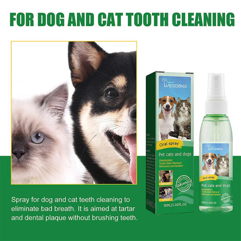 Pet Tooth Cleaning Spray Dog Oral Care Bad Teeth Breath Freshener Plaque Remove