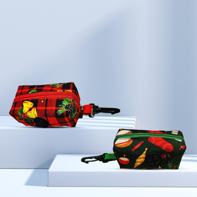 Poop Bag Dispenser Exquisite Pattern Zipper Closure Portable Xmas Themed Printed Poop Garbage Bag Di