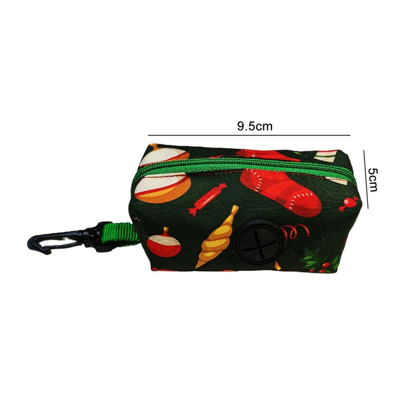 Poop Bag Dispenser Exquisite Pattern Zipper Closure Portable Xmas Themed Printed Poop Garbage Bag Di