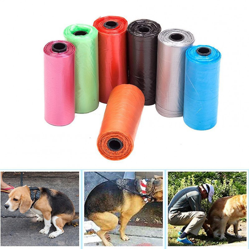 ZHOUBA 4Rolls/60Pcs Dog Bags Solid Color Leak-proof Eco-friendly Pet Waste Bags for Home