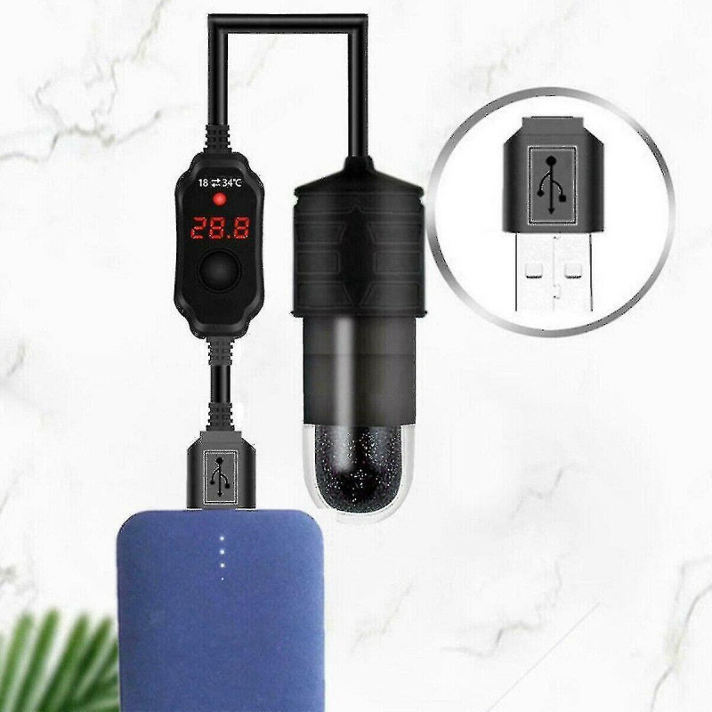 Wabjtam Mini Aquarium Fish Tank Heater Usb Heating Rod Thermostat Heater Submersible