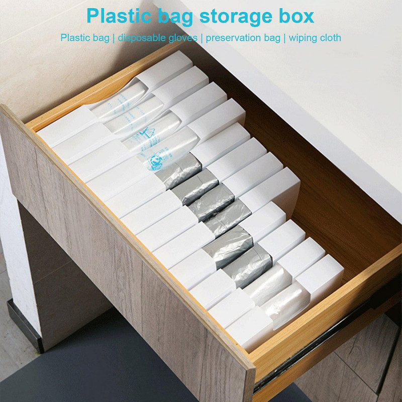 Garbage Bag Storage Wall Mounted Plastic Cabinet Grocery Plastic Bag Dispenser for Kitchen