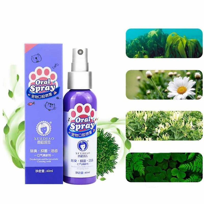 60ml Pet Oral Care Cleaning Spray Dog Cat Teeth Breath Freshener Mouth Cleaner Supplies Of Éliminer Bad