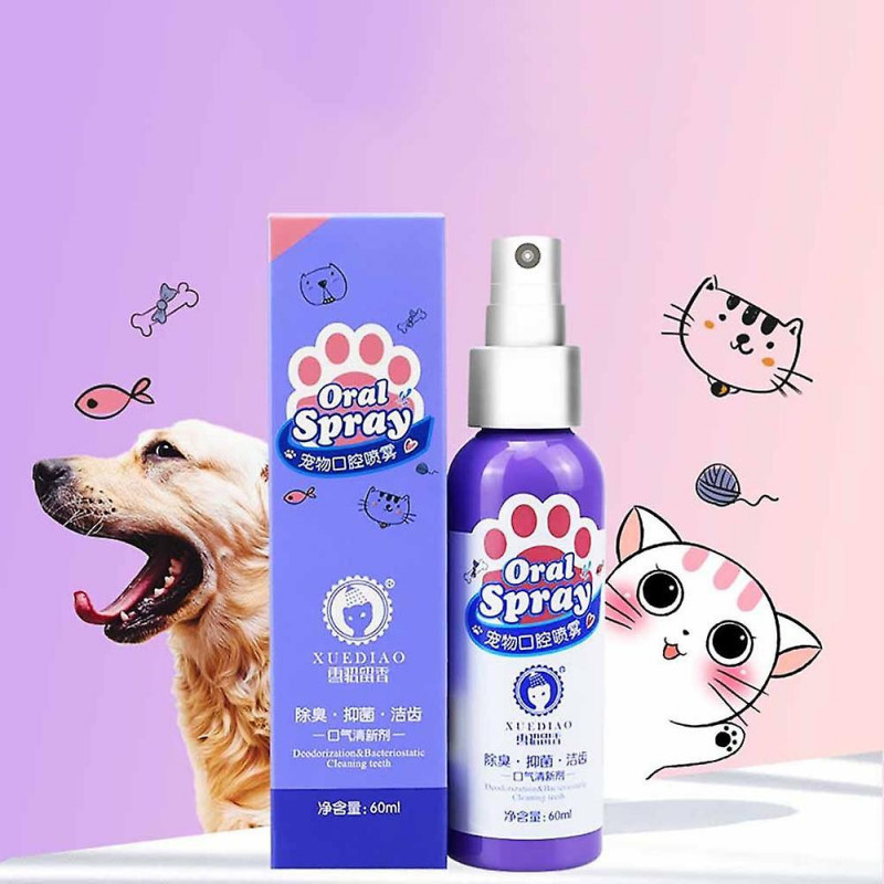 60ml Pet Oral Care Cleaning Spray Dog Cat Teeth Breath Freshener Mouth Cleaner Supplies Of Éliminer Bad