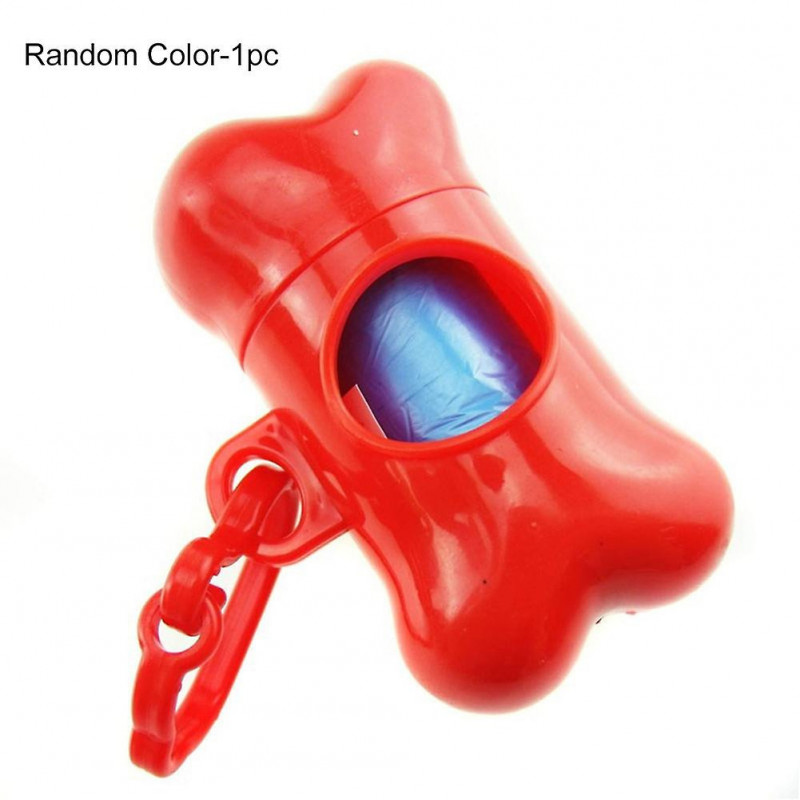 ZHOUBA Cute Dog Puppy Pet Bone Shape Poop Waste Bags Clip Dispenser with 1Roll Bag