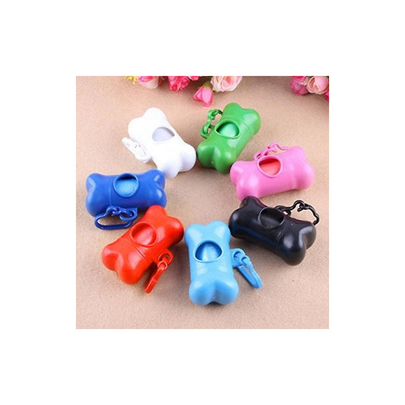 ZHOUBA Cute Dog Puppy Pet Bone Shape Poop Waste Bags Clip Dispenser with 1Roll Bag