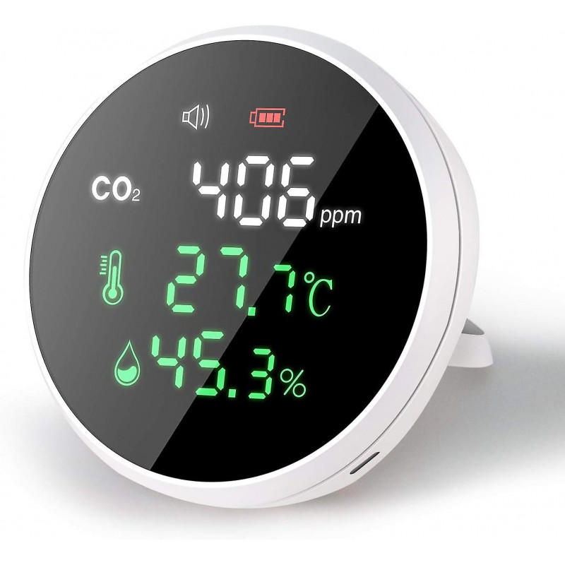 CO2 Monitor, CO2 Sensor 3 in 1 Indoor Air Quality Monitor for CO2 Temperature Humidity with LCD Display and Alarm [...]