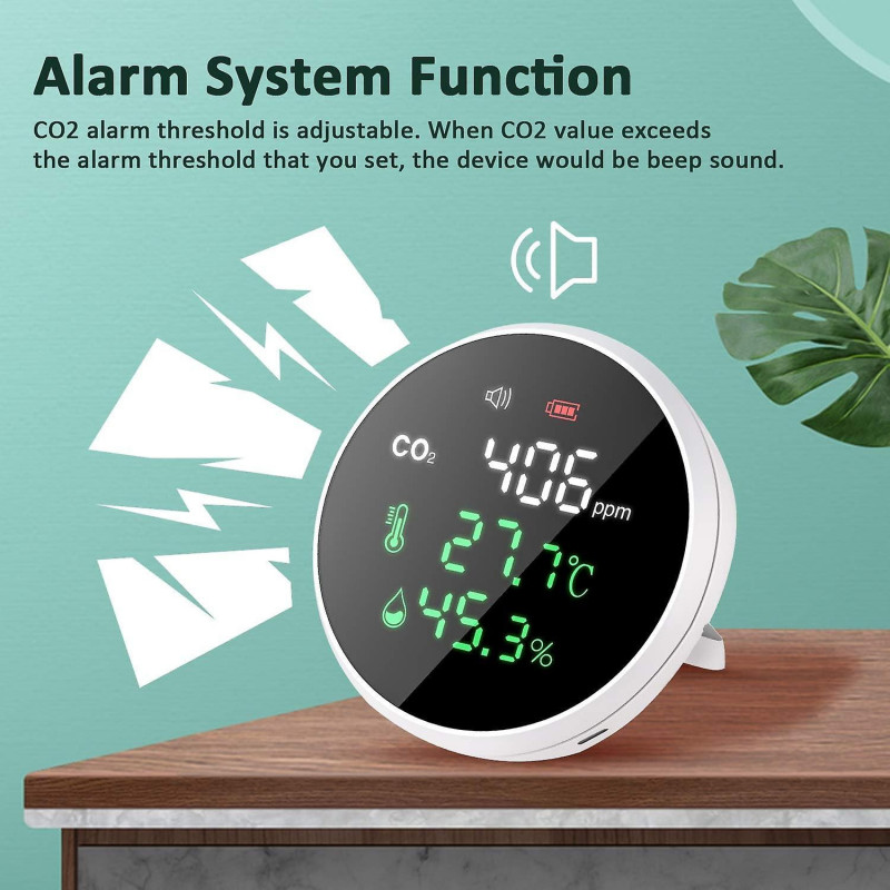 CO2 Monitor, CO2 Sensor 3 in 1 Indoor Air Quality Monitor for CO2 Temperature Humidity with LCD Display and Alarm [...]