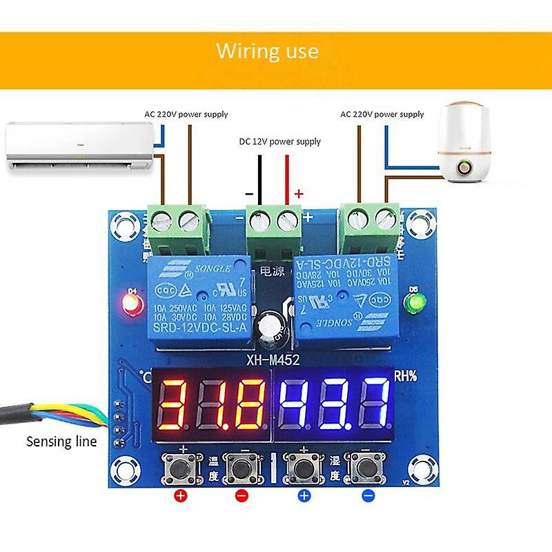 2x Xh-m452 Temperature And Humidity Control Module Digital Display Dual Output, Automatic Constant Temperature
