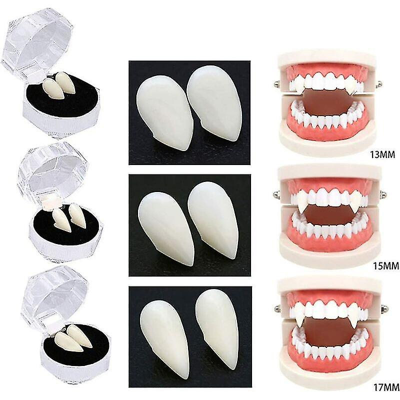 Pairs Vampire Teeth / Fangs Kit, 3 Sizes Custom Fake Dentures With Toothpaste Glue