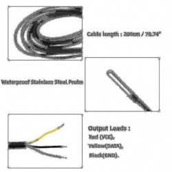 5pcs Waterproof Ds18b20 Temperature Sensor, Digital Temperature Thermal Cable Temperature (-55- +1