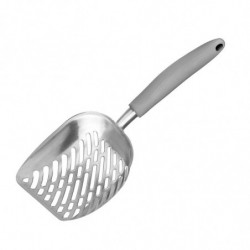 Long Handle Pet Kitty Dog Litter Scooper Durable Metal Pet Sift Shovel (Grey)
