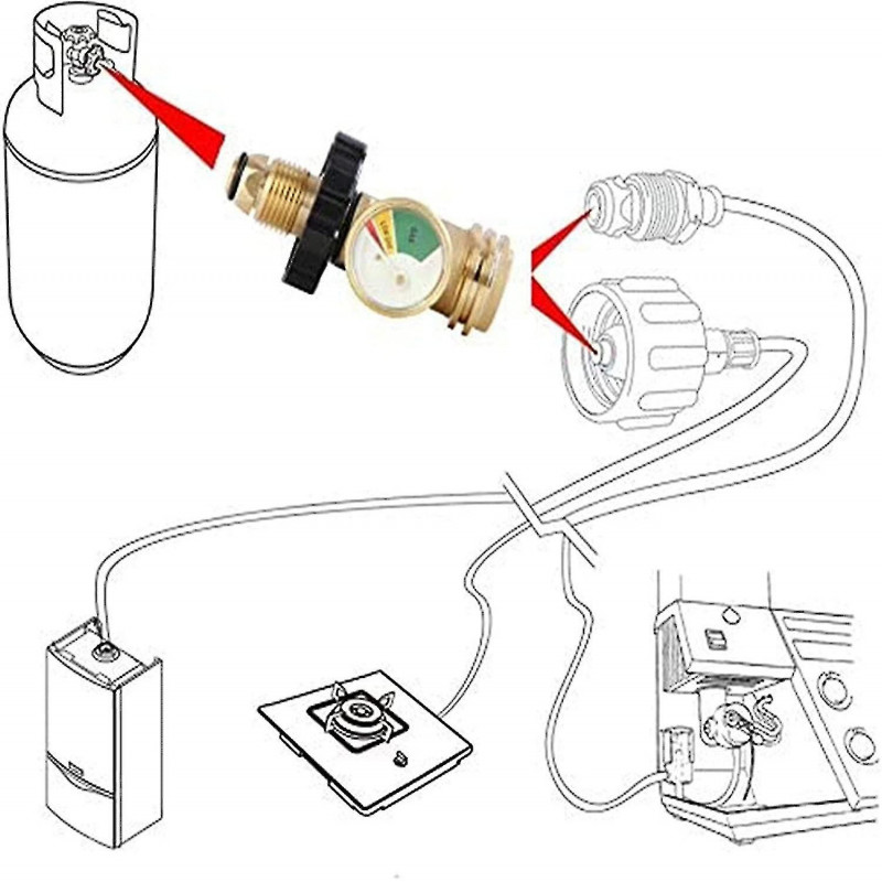 Pol Compteur de gaz propane Réservoir Détecteur de fuite intégré, Compteur de jauge de réservoir de carburant au [...]