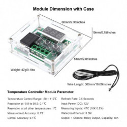 2pcs Xh-w120912v Dc Digital Temperature Controller Board Led Display Digital Thermostat Module With