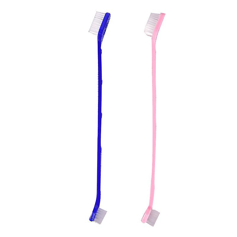 2pcs Dog Dual-end Toothbrush Pet Oral Dental 2 Sided Brush Helps Reduce Plaque