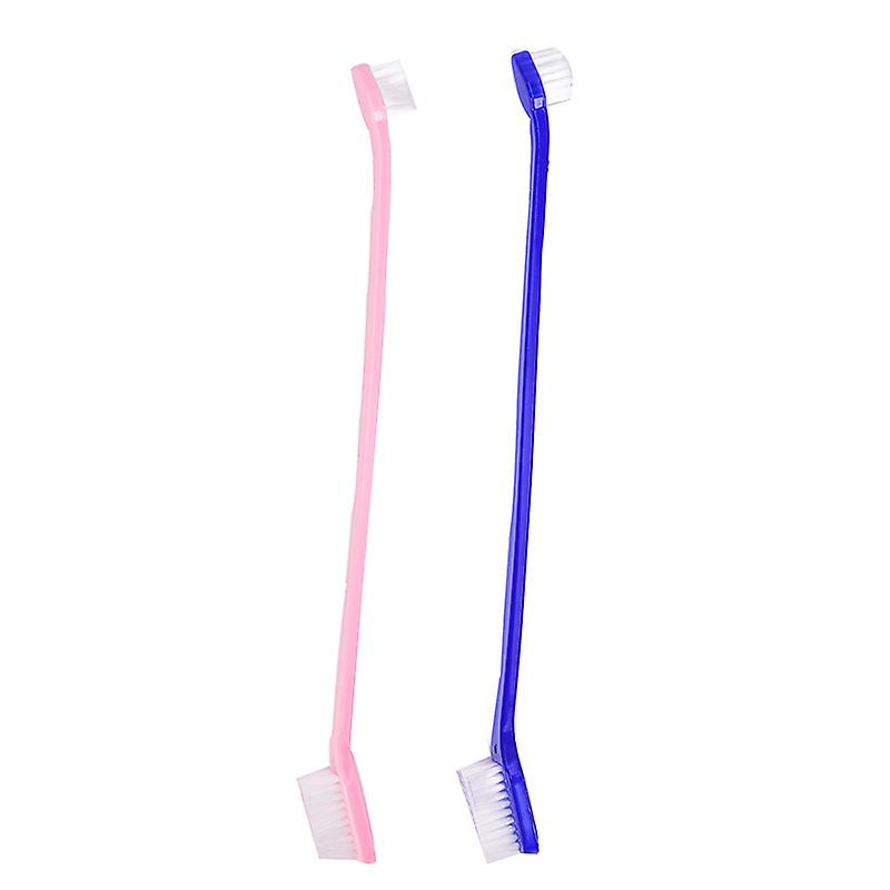 2pcs Dog Dual-end Toothbrush Pet Oral Dental 2 Sided Brush Helps Reduce Plaque