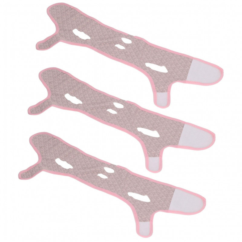 Face Slimmer Tape 3PCS Reusable V Shape Ergonomic Breathable Soft Comfortable Bandage Pink
