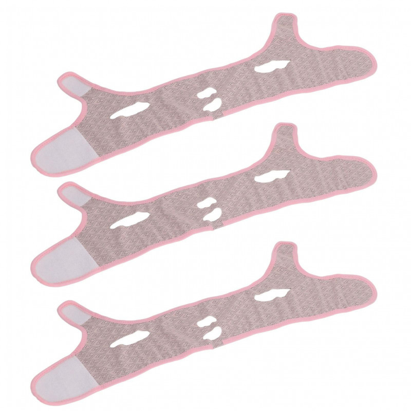 Face Slimmer Tape 3PCS Reusable V Shape Ergonomic Breathable Soft Comfortable Bandage Pink