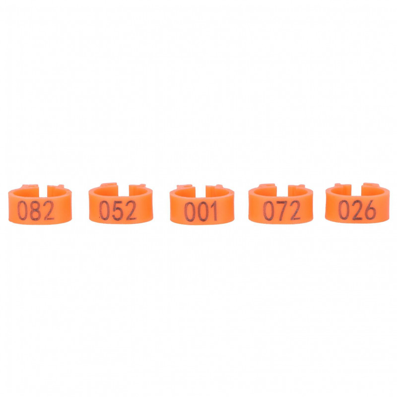 Birds Foot Rings 100pcs Number Identification Pigeon Leg Bands Poultry Clip Orange
