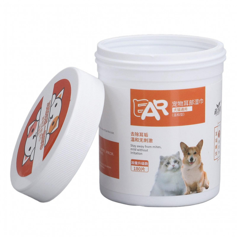 Dog Ear Cleaner Wipes 180pcs Hypoallergenic Removes Wax Itching Odor Infections for Pets