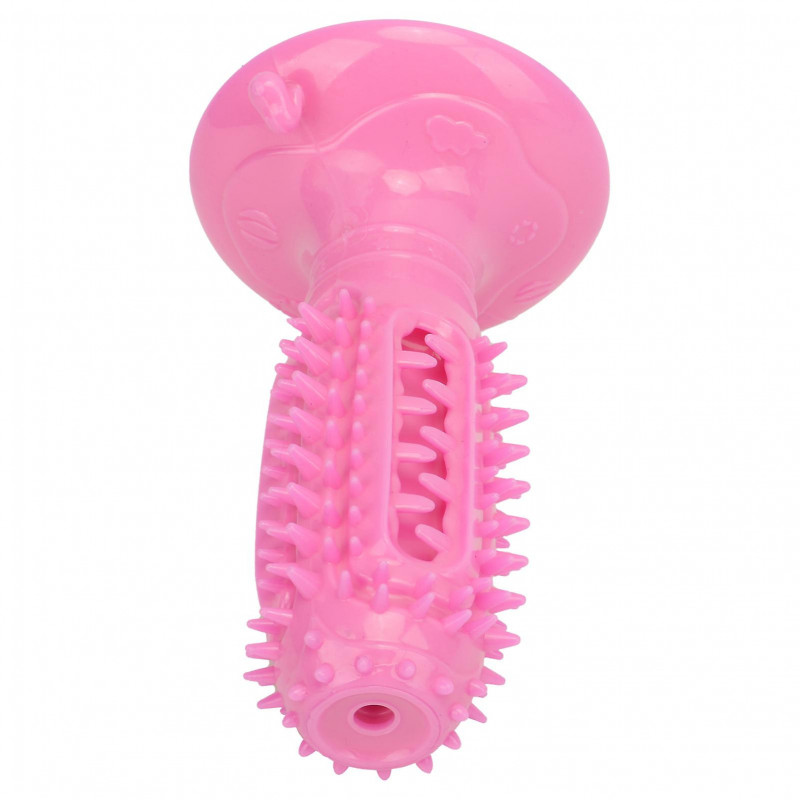 Dog Toothbrush Stick Pet Oral Cleaning Toothbrush Dog Rubber Chew Toy for Dental Care and Teeth TrainingPink