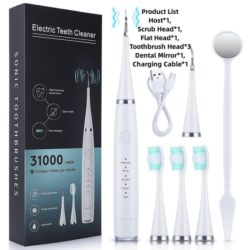 Electric Toothbrush Set With Six Functions For Total Oral Care Efficient Tartar Removal With Scaling Teeth Feature