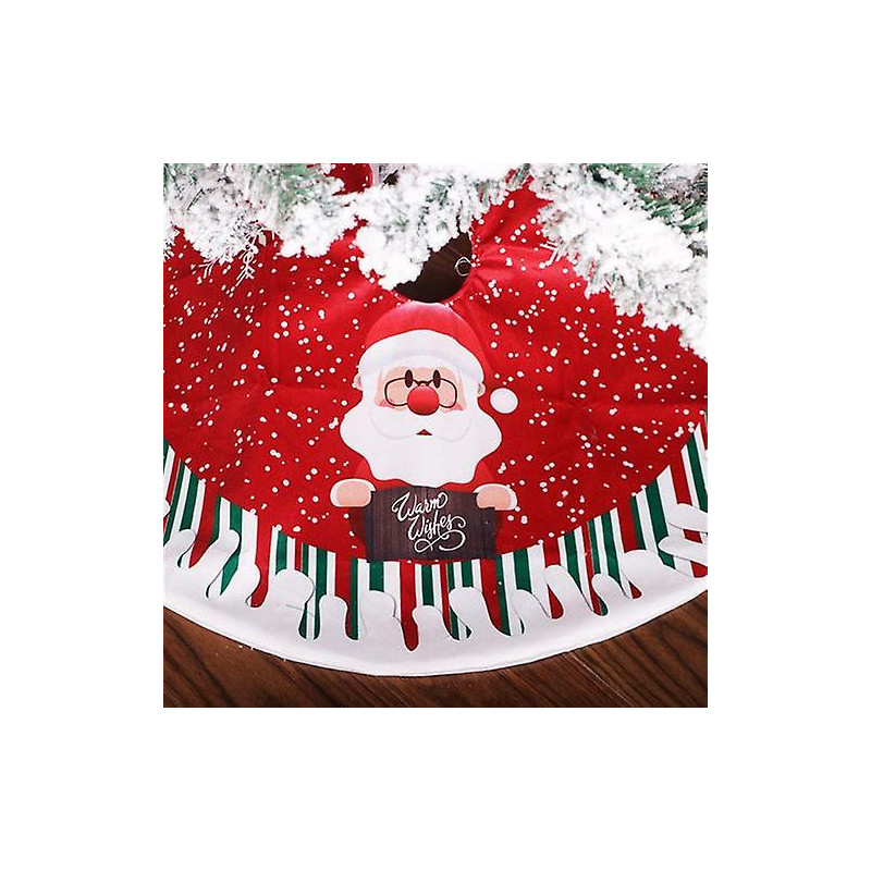 Multicolored 80cm Linen Print Christmas Tree Skirt K102