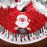Multicolored 80cm Linen Print Christmas Tree Skirt K102