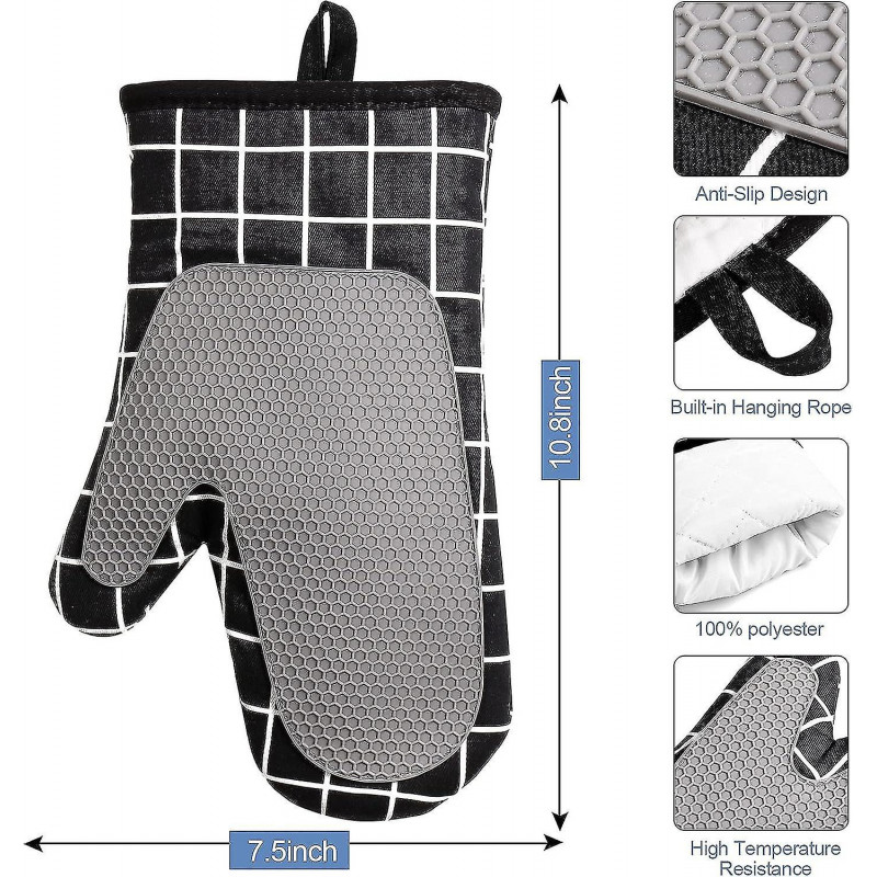 Ofenhandschuhe, Hitzebestndige Topfhandschuhe Silikon Und Baumwolle, Siliko
