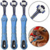 Pet Dog Toothbrush Teeth Care - Three Heads Toothbrush - Vets And Groomers Recommended (blue)