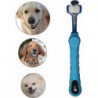 Pet Dog Toothbrush Teeth Care - Three Heads Toothbrush - Vets And Groomers Recommended (blue)