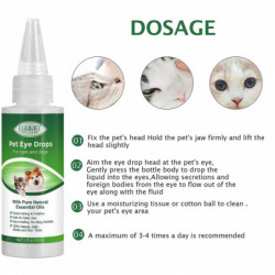 1 Bouteille 60ml Pet Eye Drops Dog Cat Tearing Stain Removal Dirt Stain Remover Anti-inflammatory Eye Care Cleaner