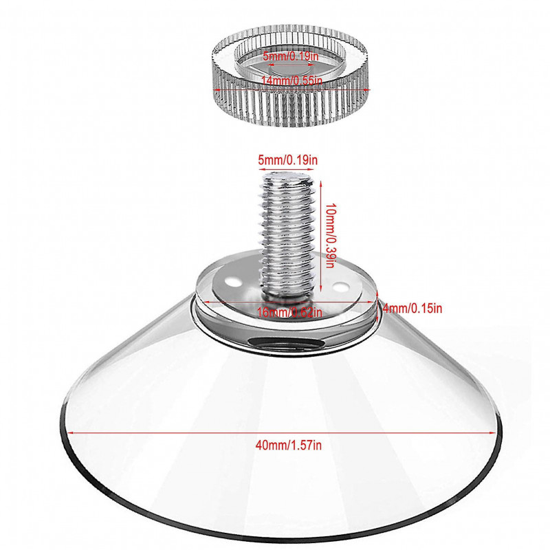 Suction Cup 40mm, Suction Cups M5 Threads Stainless Steel, Suction Cupstransparent8 Pcs