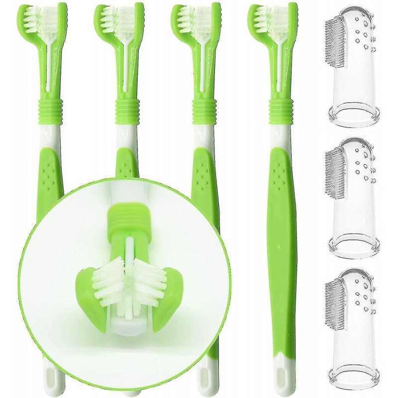 Brosse à dents pour chien de 3 packs pour les soins dentaires pour animaux de compagnie, brosse à dents à triple [...]