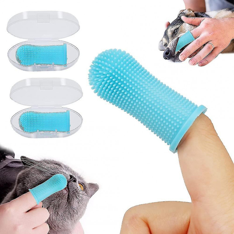 2pcs Dog Finger Toothbrush 360 Easy Cleaning Tongue And Teeth Fresh Breath Dental Care Plaque Off Niuniu