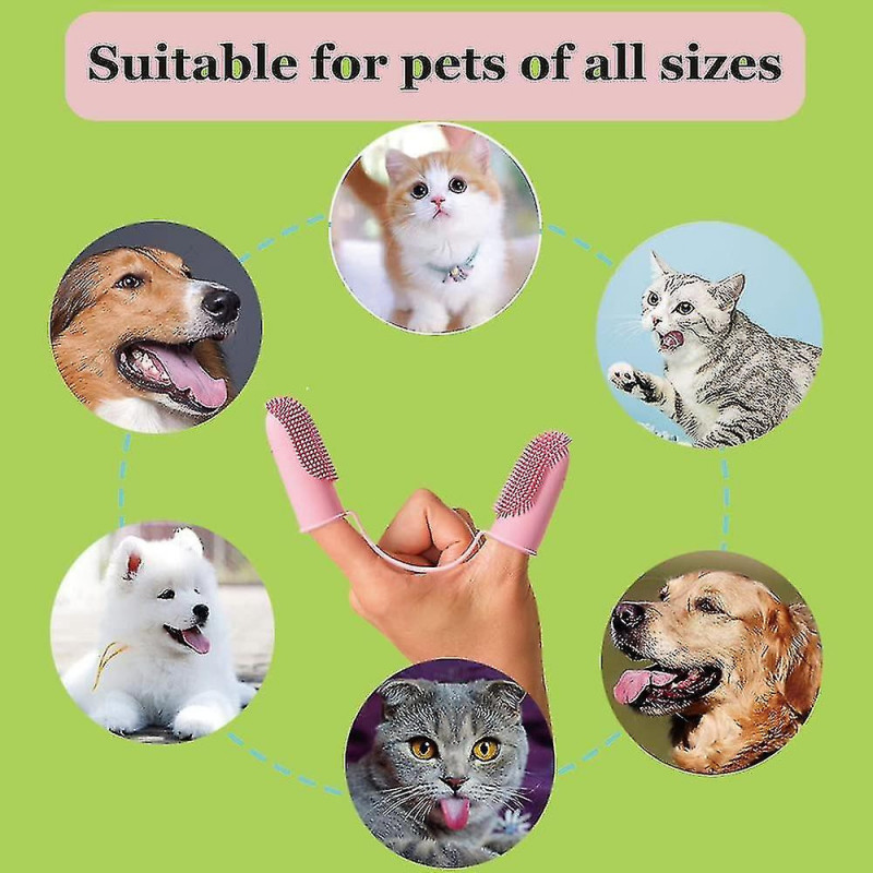 3 Pack Dog Toothbrush,2 Heads Soft Pet Finger Toothbrush For Dog Cat For Easy Teeth Cleaning