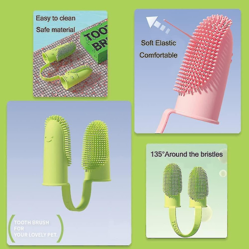 3 Pack Dog Toothbrush,2 Heads Soft Pet Finger Toothbrush For Dog Cat For Easy Teeth Cleaning