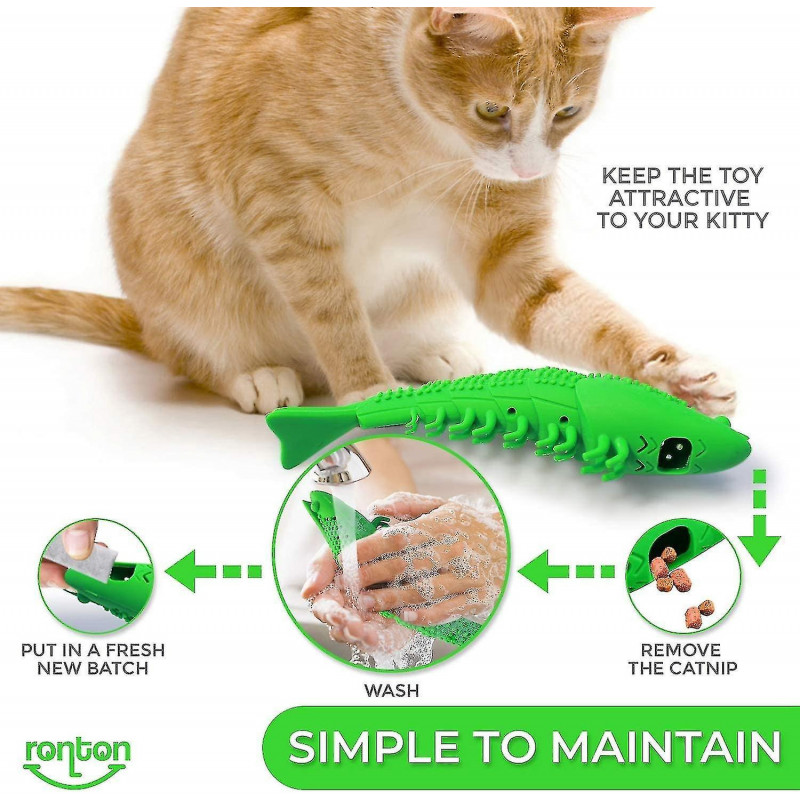 Jouet d’herbe à chat Brosse à dents pour chat - Caoutchouc dur durable - Cat Dental Care, Cat Interactive [...]