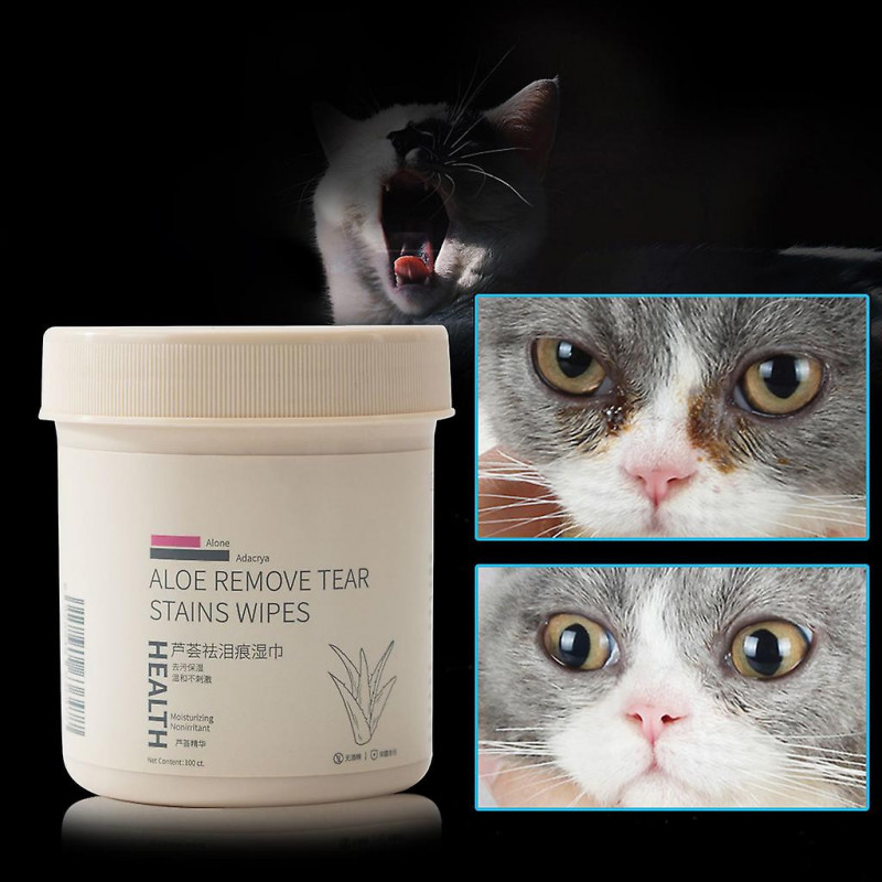 100pcs Pet Eye Wipes Eye Cleaners pour chiens Cats enlève la croûte de saleté et la décharge