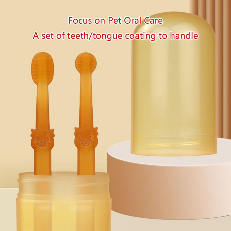 Cylinderhead Pet Toothbrush Dogs And Cats Dental Care Silicone Toothbrush