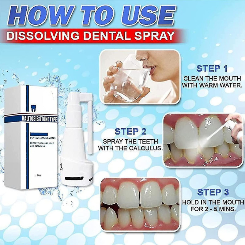 Spray dentaire dissolvant sans calcul, nettoyant dentaire pour dents décapantes, spray rafraîchissant pour la bouche