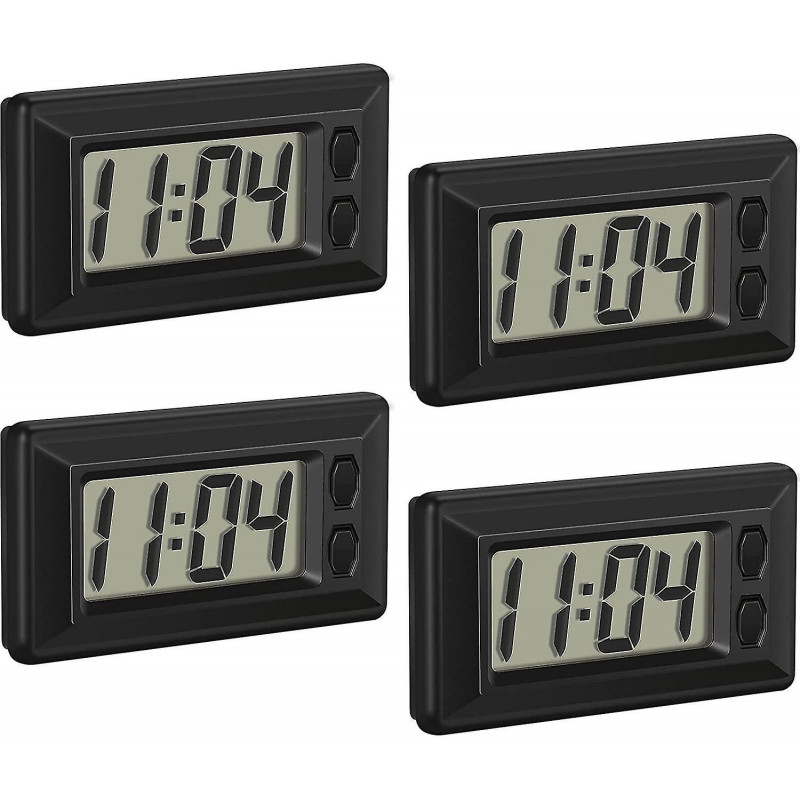 4 pièces horloge électronique avec tampon adhésif Lcd numérique voiture horloge table voiture a