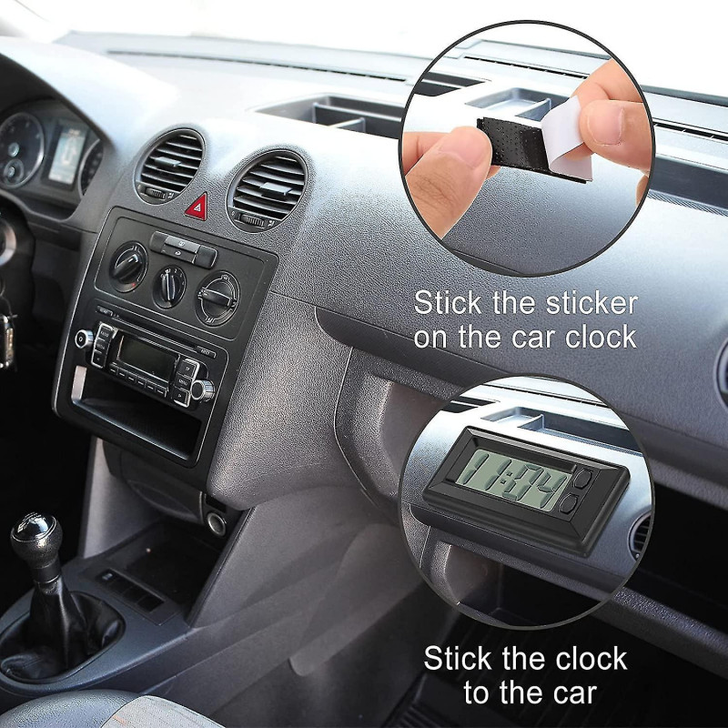4 pièces horloge électronique avec tampon adhésif Lcd numérique voiture horloge table voiture a