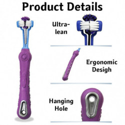 Three Sided Pet Toothbrush Comfortable Clean Teeth Cat Dog Oral Care Soft Multi-angle Clean For Large Dogs Remove Tartar