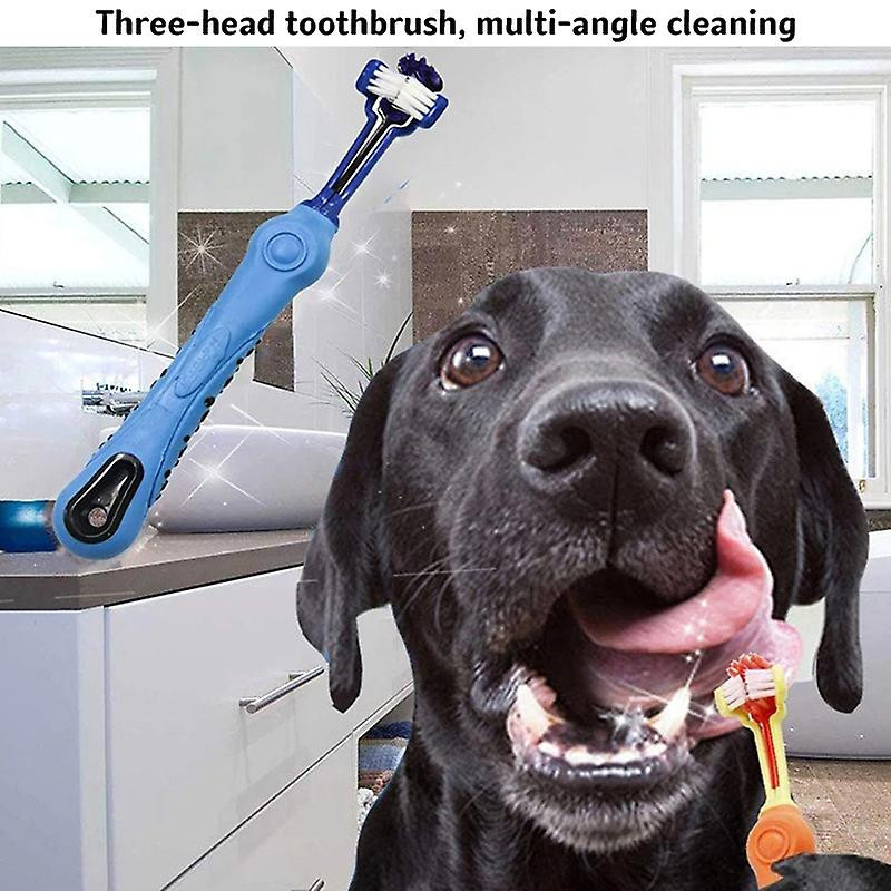 Three Sided Pet Toothbrush Comfortable Clean Teeth Cat Dog Oral Care Soft Multi-angle Clean For Large Dogs Remove Tartar