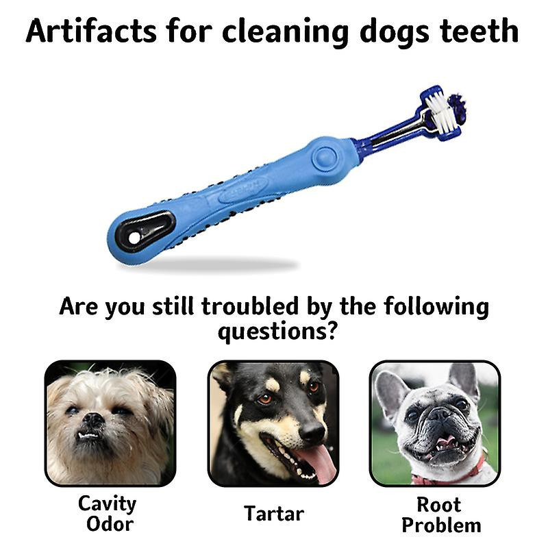 Three Sided Pet Toothbrush Comfortable Clean Teeth Cat Dog Oral Care Soft Multi-angle Clean For Large Dogs Remove Tartar