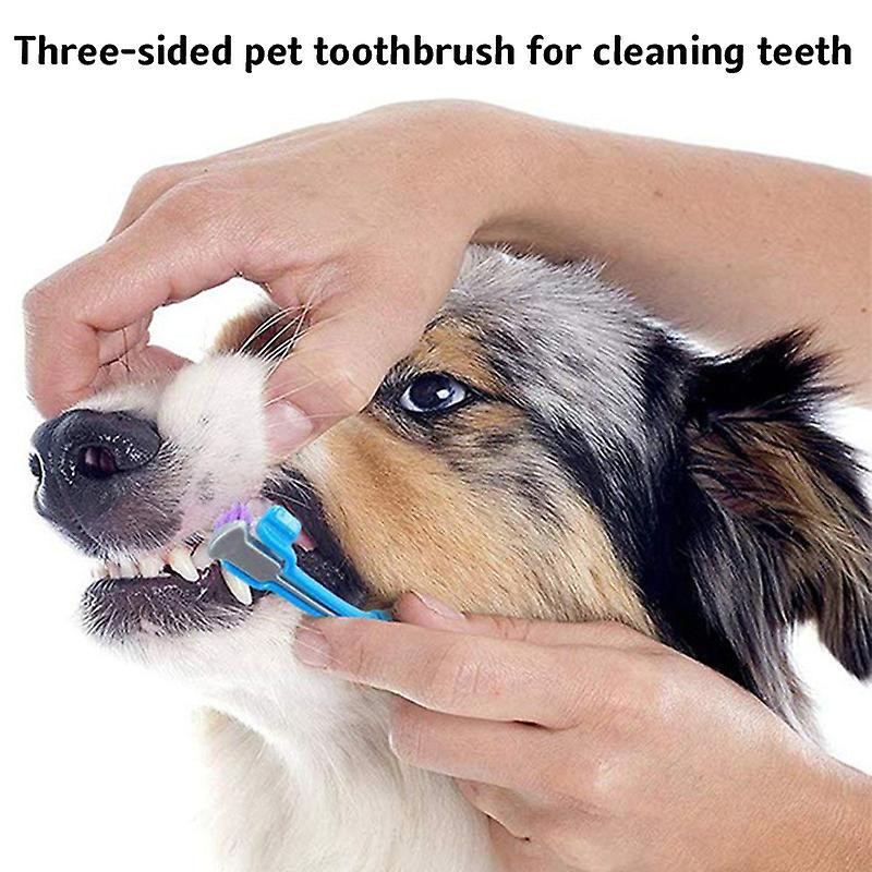 Three Sided Pet Toothbrush Comfortable Clean Teeth Cat Dog Oral Care Soft Multi-angle Clean For Large Dogs Remove Tartar